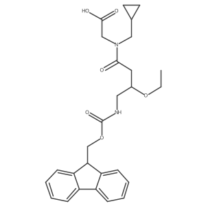 2-[N-(cyclopropylmethyl)-3-ethoxy-4-({[(9H-fluoren-9-yl)methoxy]carbonyl}amino)butanamido]acetic acid结构式