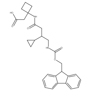 2-{1-[3-cyclopropyl-4-({[(9H-fluoren-9-yl)methoxy]carbonyl}amino)butanamido]cyclobutyl}acetic acid结构式