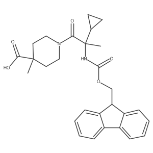 1-[2-cyclopropyl-2-({[(9H-fluoren-9-yl)methoxy]carbonyl}amino)propanoyl]-4-methylpiperidine-4-carboxylic acid结构式
