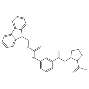 rac-(2R,3S)-3-[6-({[(9H-fluoren-9-yl)methoxy]carbonyl}amino)pyridine-2-amido]oxolane-2-carboxylic acid结构式
