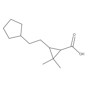 rac-(1R,3R)-3-(2-cyclopentylethyl)-2,2-dimethylcyclopropane-1-carboxylic acid结构式