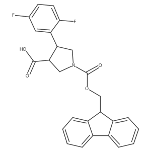 rac-(3R,4S)-4-(2,5-difluorophenyl)-1-{[(9H-fluoren-9-yl)methoxy]carbonyl}pyrrolidine-3-carboxylic acid结构式