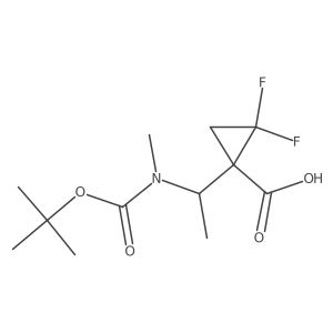 1-(1-{[(Tert-butoxy)carbonyl](methyl)amino}ethyl)-2,2-difluorocyclopropane-1-carboxylic acid结构式