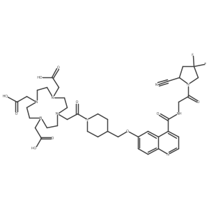 (S)-2,2',2''-(10-(2-(4-(((4-((2-(2-Cyano-4,4-difluoropyrrolidin-1-yl)-2-oxoethyl)carbamoyl)quinolin-6-yl)oxy)methyl)piperidin-1-yl)-2-oxoethyl)-1,4,7,10-tetraazacyclododecane-1,4,7-triyl)triacetic acid Structure