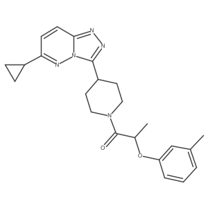 1-(4-{6-Cyclopropyl-[1,2,4]triazolo[4,3-b]pyridazin-3-yl}piperidin-1-yl)-2-(3-methylphenoxy)propan-1-one结构式