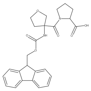 (2R)-1-[3-({[(9H-fluoren-9-yl)methoxy]carbonyl}amino)oxolane-3-carbonyl]pyrrolidine-2-carboxylic acid结构式