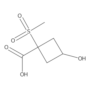 3-Hydroxy-1-methanesulfonylcyclobutane-1-carboxylic acid结构式