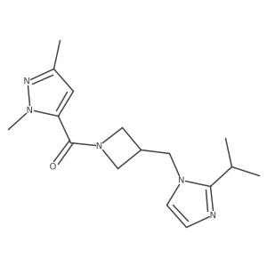 1,3-dimethyl-5-(3-{[2-(propan-2-yl)-1H-imidazol-1-yl]methyl}azetidine-1-carbonyl)-1H-pyrazole结构式