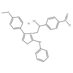 3-(2-Hydroxy-2-(4-nitrophenyl)ethyl)-4-(4-methoxyphenyl)-2-(phenylamino)thiazol-3-ium bromide Structure