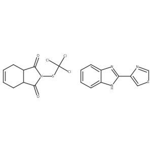 1H-Isoindole-1,3(2H)-dione, 3a,4,7,7a-tetrahydro-2-, mixt. with 2-(4-thiazolyl)-1H-benzimidazole[(trichloromethyl)thio]-结构式
