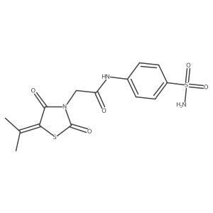 2-[2,4-dioxo-5-(propan-2-ylidene)-1,3-thiazolidin-3-yl]-N-(4-sulfamoylphenyl)acetamide结构式