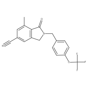 7-Methyl-1-oxo-2-(4-trifluoromethoxy-benzyl)-2,3-dihydro-1H-isoindole-5-carbonitrile结构式