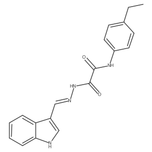 2-(2-((1H-Indol-3-yl)methylene)hydrazinyl)-N-(4-ethylphenyl)-2-oxoacetamide结构式