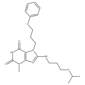 8-((3-isopropoxypropyl)amino)-3-methyl-7-(3-phenoxypropyl)-1H-purine-2,6(3H,7H)-dione结构式