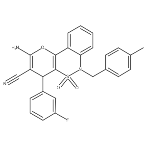2-Amino-4-(3-fluorophenyl)-6-(4-methylbenzyl)-4,6-dihydropyrano[3,2-c][2,1]benzothiazine-3-carbonitrile 5,5-dioxide Structure