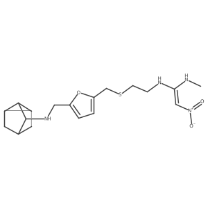 (+/-)-(Z)-N-Methyl-2-nitro-N'-(2-((5-((tricyclo(2.2.1.o(sup 2,6))hept-3-ylamino)methyl)furfuryl)thio)ethyl)-1,1-ethenediamine Structure