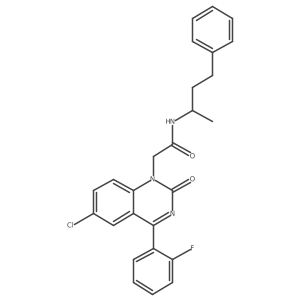 2-[6-chloro-4-(2-fluorophenyl)-2-oxo-quinazolin-1-yl]-N-(1-methyl-3-phenyl-propyl)acetamide Structure