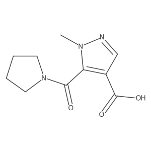 1-methyl-5-(pyrrolidin-1-ylcarbonyl)-1H-pyrazole-4-carboxylic acid Structure