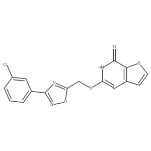 2-(((3-(3-chlorophenyl)-1,2,4-oxadiazol-5-yl)methyl)thio)thieno[3,2-d]pyrimidin-4(3H)-one结构式