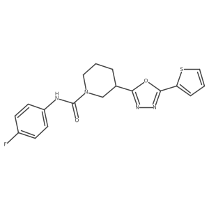 N-(4-fluorophenyl)-3-(5-(thiophen-2-yl)-1,3,4-oxadiazol-2-yl)piperidine-1-carboxamide结构式