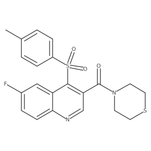 (6-Fluoro-4-tosylquinolin-3-yl)(thiomorpholino)methanone结构式