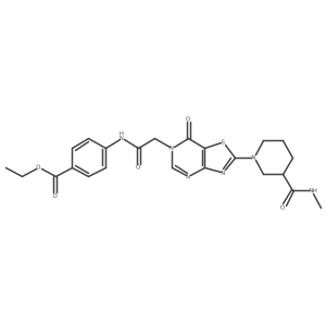 ethyl 4-(2-{2-[3-(methylcarbamoyl)piperidin-1-yl]-7-oxo-6H,7H-[1,3]thiazolo[4,5-d]pyrimidin-6-yl}acetamido)benzoate Structure