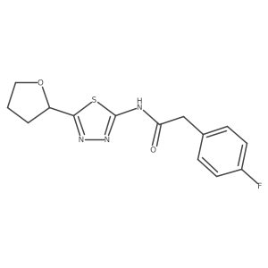 2-(4-fluorophenyl)-N-[(2Z)-5-(tetrahydrofuran-2-yl)-1,3,4-thiadiazol-2(3H)-ylidene]acetamide结构式