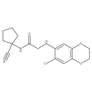 N#CC1(NC(=O)CNc2cc3c(cc2Cl)OCCO3)CCCC1结构式