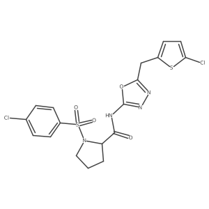 1-((4-chlorophenyl)sulfonyl)-N-(5-((5-chlorothiophen-2-yl)methyl)-1,3,4-oxadiazol-2-yl)pyrrolidine-2-carboxamide结构式
