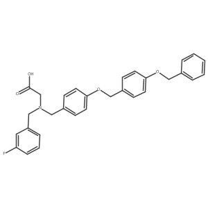 2-{[(4-{[4-(Benzyloxy)phenyl]methoxy}phenyl)methyl][(3-fluorophenyl)methyl]amino}acetic acid Structure