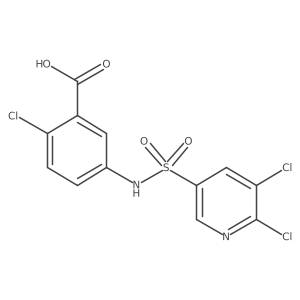 2-Chloro-5-(5,6-dichloropyridine-3-sulfonamido)benzoic acid结构式