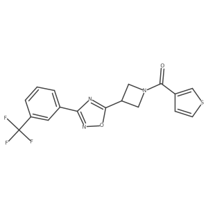 Thiophen-3-yl(3-(3-(3-(trifluoromethyl)phenyl)-1,2,4-oxadiazol-5-yl)azetidin-1-yl)methanone结构式
