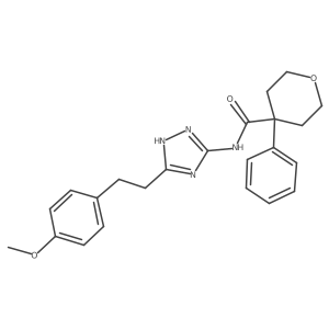 N-{3-[2-(4-methoxyphenyl)ethyl]-1H-1,2,4-triazol-5-yl}-4-phenyltetrahydro-2H-pyran-4-carboxamide Structure