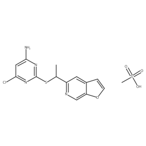 4-Pyrimidinamine, 6-chloro-2-(((1S)-1-furo(2,3-C)pyridin-5-ylethyl)thio)-, methanesulfonate (1:1) Structure