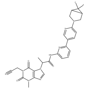 (2S)-2-[1-(cyanomethyl)-3-methyl-2,6-dioxopurin-7-yl]-N-[6-[6-(6,6-difluoro-3-azabicyclo[3.1.0]hexan-3-yl)pyridin-3-yl]pyrazin-2-yl]propanamide Structure