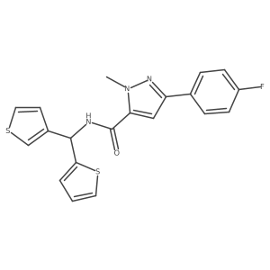 3-(4-fluorophenyl)-1-methyl-N-(thiophen-2-yl(thiophen-3-yl)methyl)-1H-pyrazole-5-carboxamide Structure