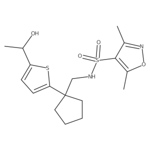 N-((1-(5-(1-hydroxyethyl)thiophen-2-yl)cyclopentyl)methyl)-3,5-dimethylisoxazole-4-sulfonamide Structure