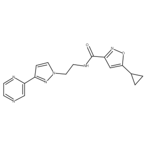 5-cyclopropyl-N-(2-(3-(pyrazin-2-yl)-1H-pyrazol-1-yl)ethyl)isoxazole-3-carboxamide结构式