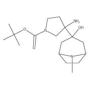 Tert-butyl 3-amino-3-{3-hydroxy-8-methyl-8-azabicyclo[3.2.1]octan-3-yl}pyrrolidine-1-carboxylate结构式