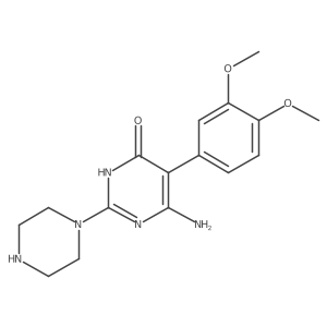 6-Amino-5-(3,4-dimethoxyphenyl)-2-(piperazin-1-yl)-3,4-dihydropyrimidin-4-one结构式