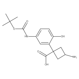 3-Amino-1-(5-{[(tert-butoxy)carbonyl]amino}-2-hydroxyphenyl)cyclobutane-1-carboxylic acid结构式