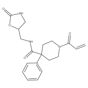 N-[(2-Oxo-1,3-oxazolidin-5-yl)methyl]-4-phenyl-1-prop-2-enoylpiperidine-4-carboxamide结构式