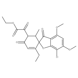 Spiro[benzofuran-2(3H),1a(2)-[5]cyclohexene]-3a(2)-acetic acid, 7-chloro-4,6,6a(2)-trimethoxy-2a(2)-methyl-I+/-,3,4a(2)-trioxo-, ethyl ester Structure