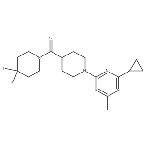 2-Cyclopropyl-4-[4-(4,4-difluoropiperidine-1-carbonyl)piperidin-1-yl]-6-methylpyrimidine结构式
