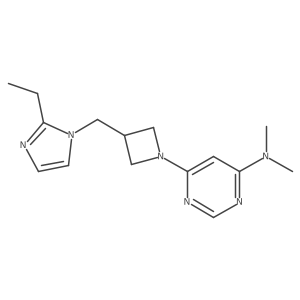 6-{3-[(2-ethyl-1H-imidazol-1-yl)methyl]azetidin-1-yl}-N,N-dimethylpyrimidin-4-amine结构式