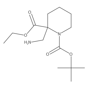 1-O-tert-butyl 2-O-ethyl 2-(aminomethyl)piperidine-1,2-dicarboxylate结构式