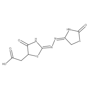 2-((E)-4-oxo-2-((E)-(2-oxothiazolidin-4-ylidene)hydrazono)thiazolidin-5-yl)acetic acid Structure