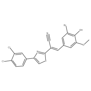 (E)-3-(3-bromo-4-hydroxy-5-methoxyphenyl)-2-(4-(3,4-dichlorophenyl)thiazol-2-yl)acrylonitrile Structure