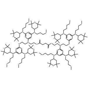 Butanedioic acid, bis(2-((4,6-bis((3-methoxypropyl)(2,2,6,6-tetramethyl-4-piperidinyl)amino)-1,3,5-triazin-2-yl)(2-((4,6-bis((3-methoxypropyl)(2,2,6,6-tetramethyl-4-piperidinyl)amino)-1,3,5-triazin-2-yl)amino)ethyl)amino)ethyl) ester结构式