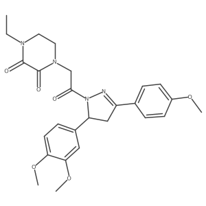 1-(2-(5-(3,4-dimethoxyphenyl)-3-(4-methoxyphenyl)-4,5-dihydro-1H-pyrazol-1-yl)-2-oxoethyl)-4-ethylpiperazine-2,3-dione Structure